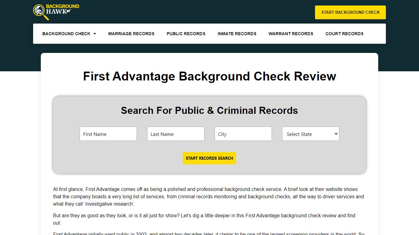 First Advantage Background Check Review